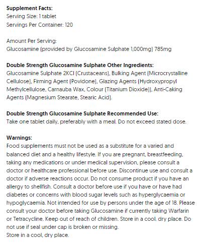 Doppelt starkes Glucosaminsulfat 1000 mg – 120 Tabletten