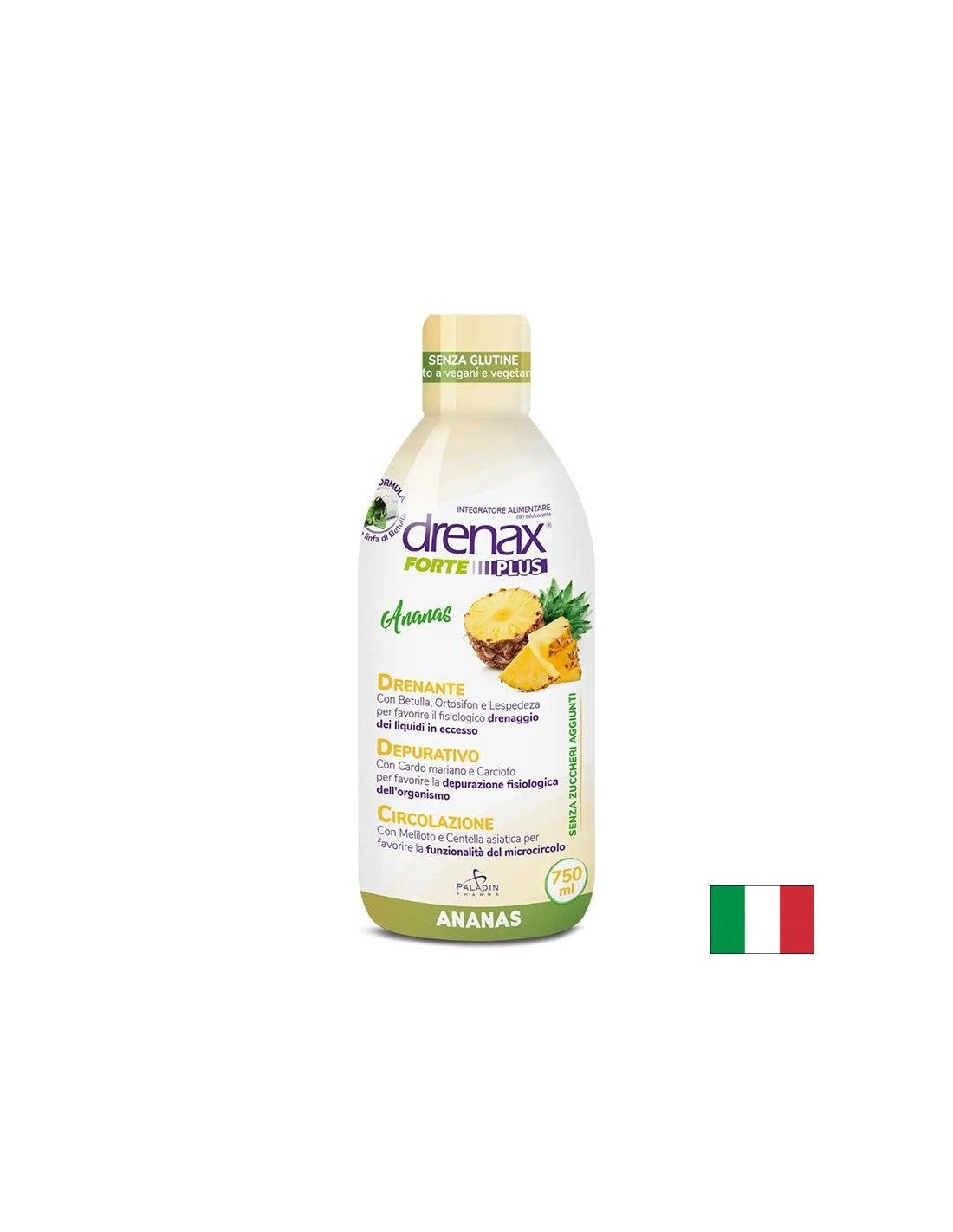 Anti-Flüssigkeitsretentionsformel mit Ananas – Drenax – Drenax® Forte Plus – pflanzliches Diuretikum, 750 ml, 25 Dosen
