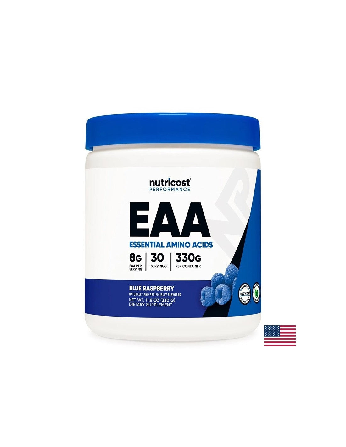 Muskelstärke und Regeneration – EAA Essential Amino Acids, 330 g Pulver, Geschmack blaue Himbeere, 30 Dosen