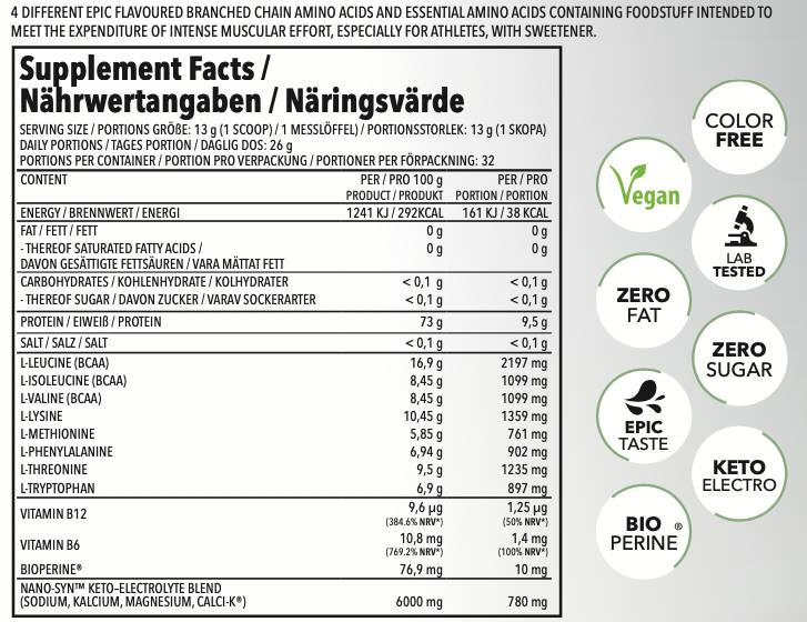 EAA Nano | mit Elektrolyten und Bioperin – 420 Gramm