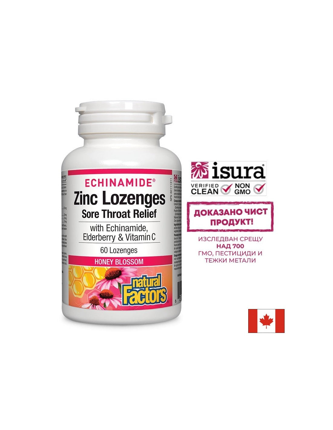 Echinamide® Zinkpastillen | Linderung von Halsschmerzen – 60 Kautabletten