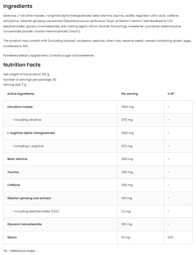 Ausdauer vor dem Training | mit Ginseng und Glycerin 210 Gramm