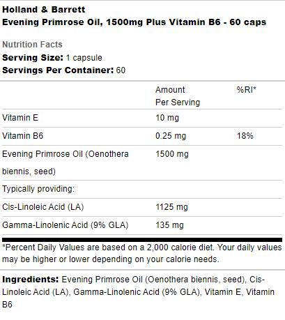 Nachtkerzenöl 1500 mg | Plus Vitamin B6 – 60 Kapseln