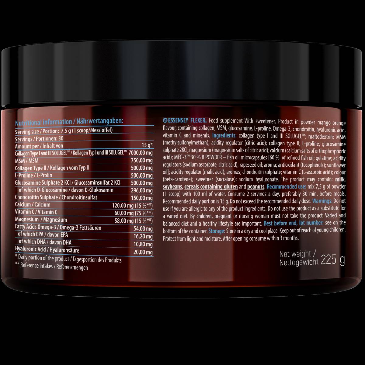 FLEXER | mit 7500 mg Kollagen Typ I, II und III – 225 Gramm