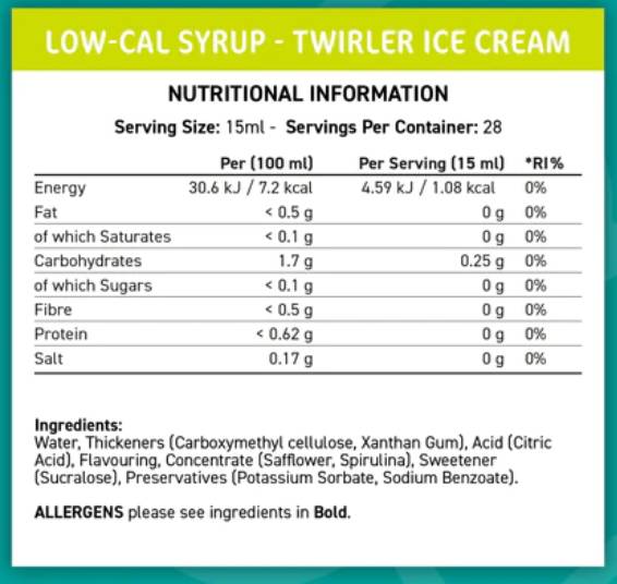 Fit Cuisine kalorienarmer Sirup | Twirler-Eiscreme – 425 ml