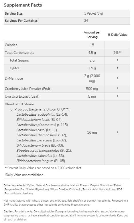 Cranberry Mannose + Probiotika | Für Frauen unterwegs - 24 x 6 Gramm