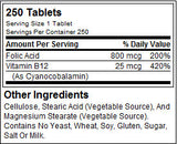 Folsäure 800 µg – 250 Tabletten
