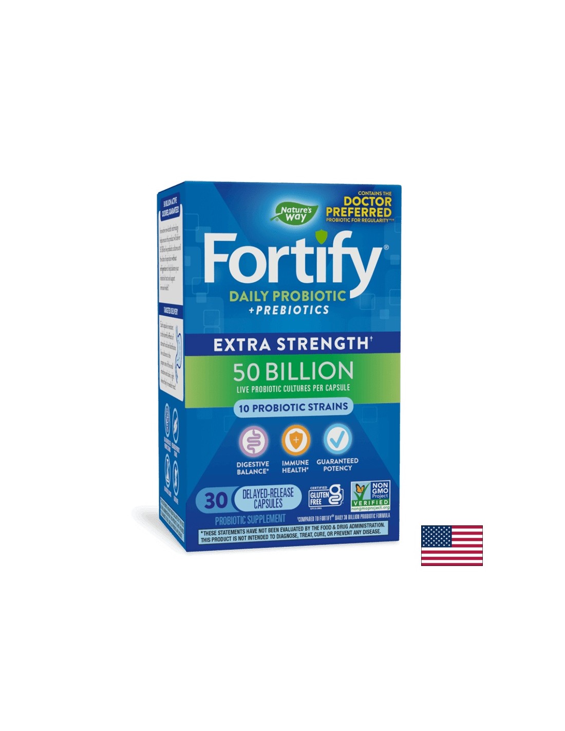 Probiotikum + Präbiotika – hochdosiert – Fortify Probiotic Extra Strength, 50 Milliarden aktive Probiotika, 30 Kapseln