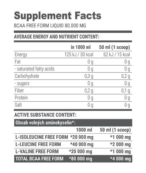 Free Form BCAA FLÜSSIGKEIT 80000 mg – 1000 ml