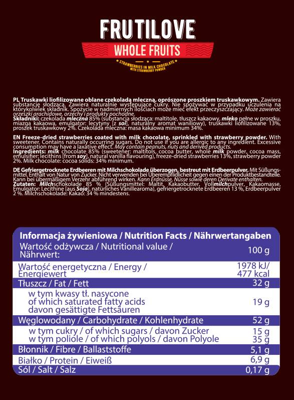 FrutiLove | Erdbeeren in Milchschokolade und Erdbeerpulver – 200 Gramm