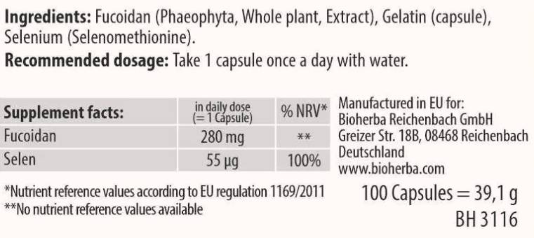 Fucoidan-Extrakt 280 mg – 100 Kapseln