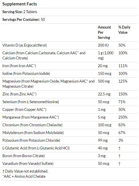 Vollspektrum-Mineralien – 100 Tabletten
