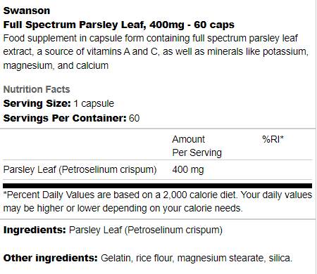 Vollspektrum-Petersilienblatt 400 mg, 60 Kapseln