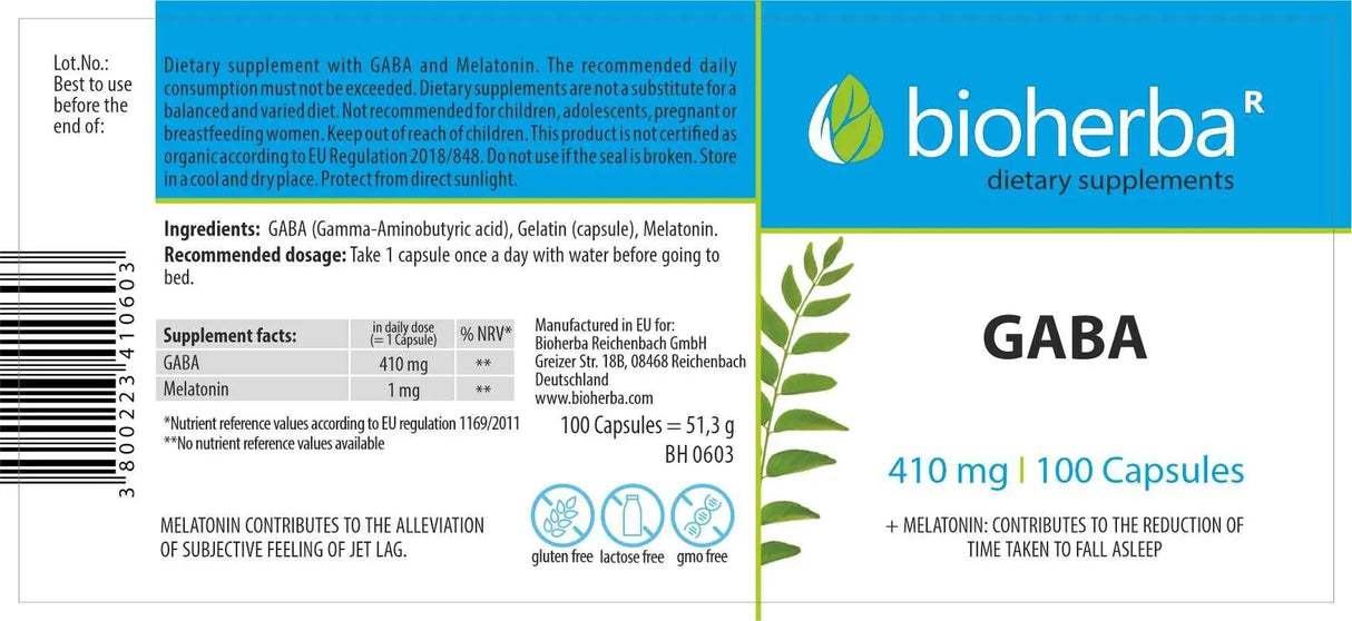 GABA 410 mg | + Melatonin 1 mg - 100 Kapseln