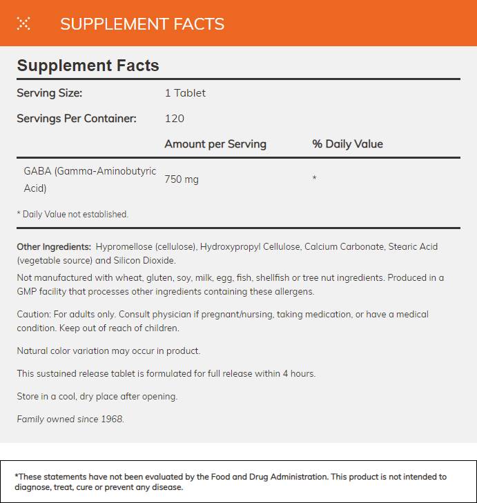 GABA 750 mg/verzögerte Freisetzung – 120 Tabletten