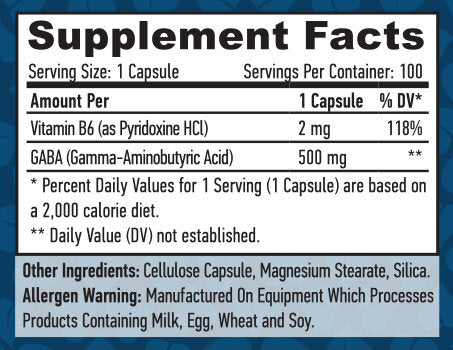 GABA + B-6/500 mg./100 Vcaps