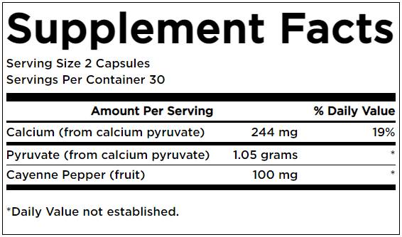 Kalziumpyruvat -Energieformel 60 Kapseln