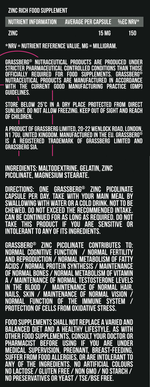 GRASSBERG Zinkpicolinat 15 mg – Hohe Absorption 60 Kapseln