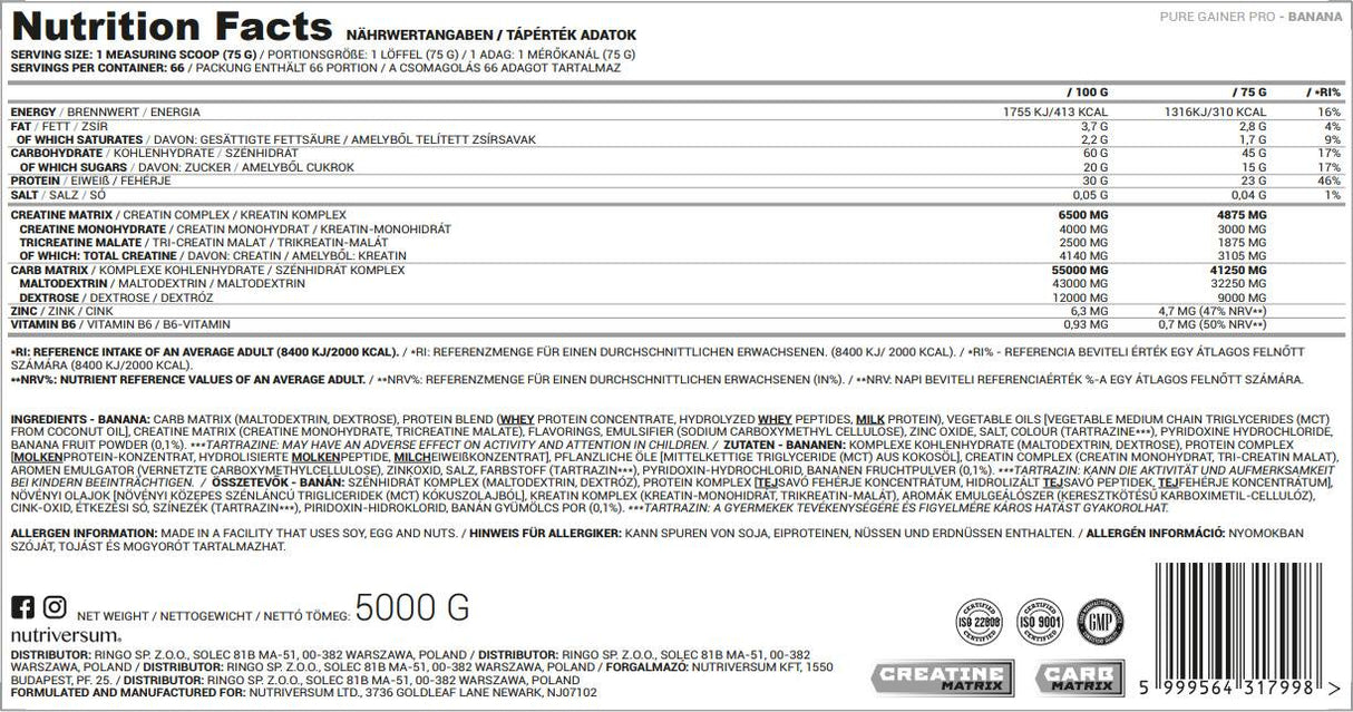 Gainer Pro Pure – 5000 Gramm