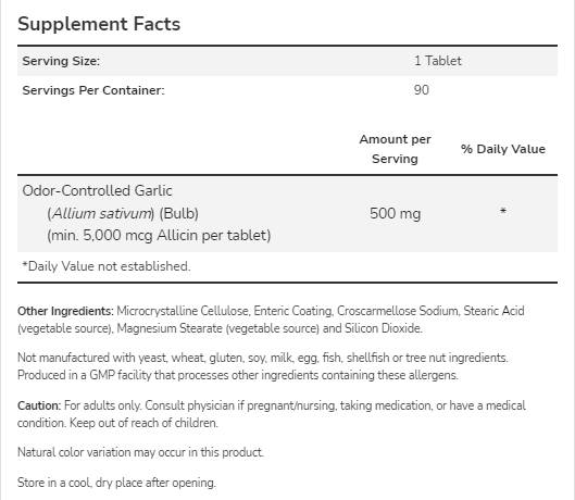 Knoblauch 5000 | Geruchskontrolliert – 90 Tabletten