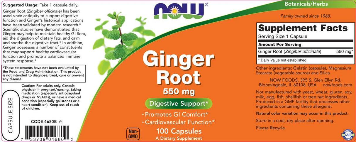Ingwerwurzel 550 mg – 100 Kapseln