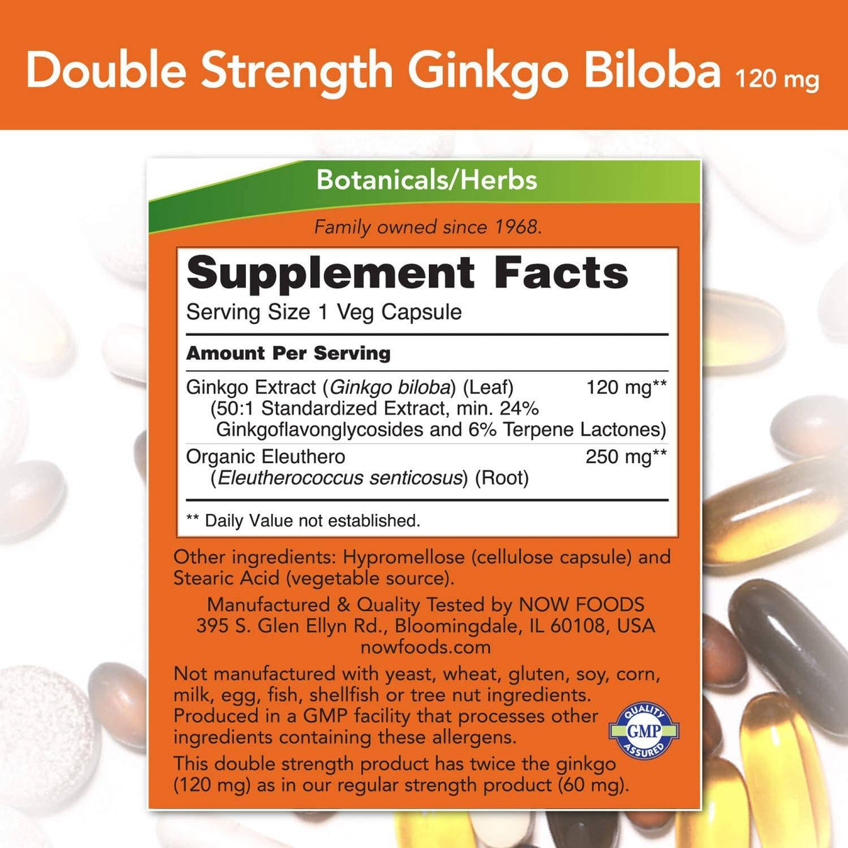 Ginkgo Biloba 120 mg/Doppelte Stärke – 50 Kapseln