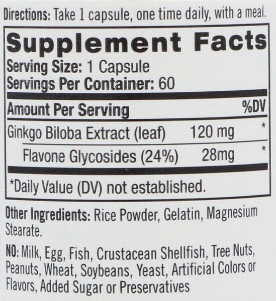 Ginkgo Biloba 120 mg./60 Kapseln.