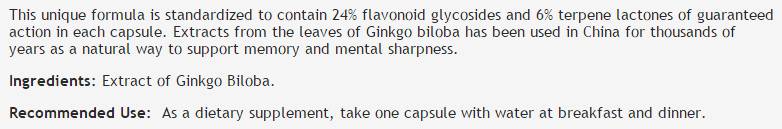 Ginkgo Biloba-Extrakt 60 mg – 60 Kapseln