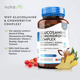 Glucosamin-Chondroitin /180 Kapseln, 90 Tage/ mit Kurkuma, Ingwer und Vitamin C <tc>Nutravita</tc>