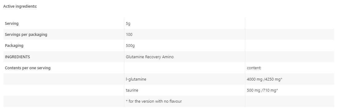Glutamin Recovery Amino – 500 Gramm