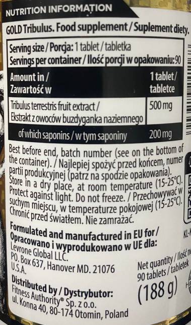 Gold Tribulus 500 mg – 90 Tabletten