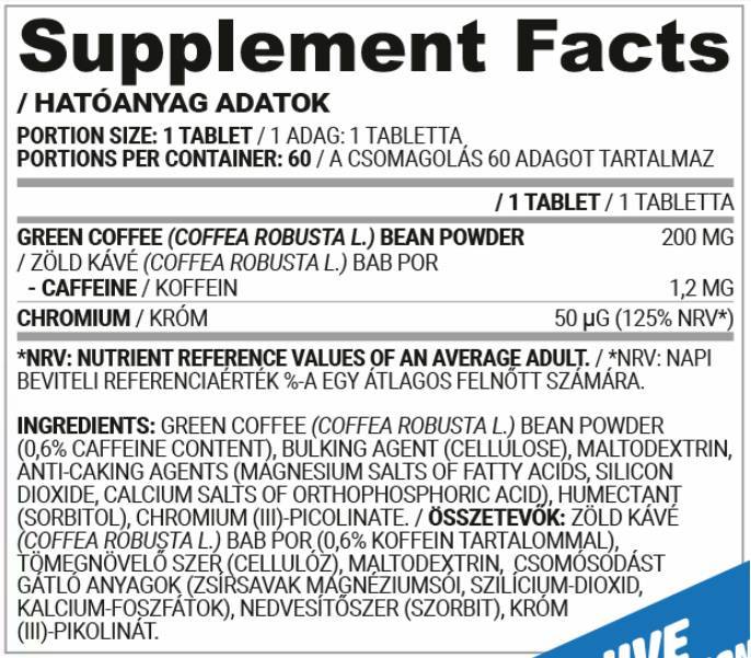 Grüner Kaffee + Chrom – 30 Tabletten