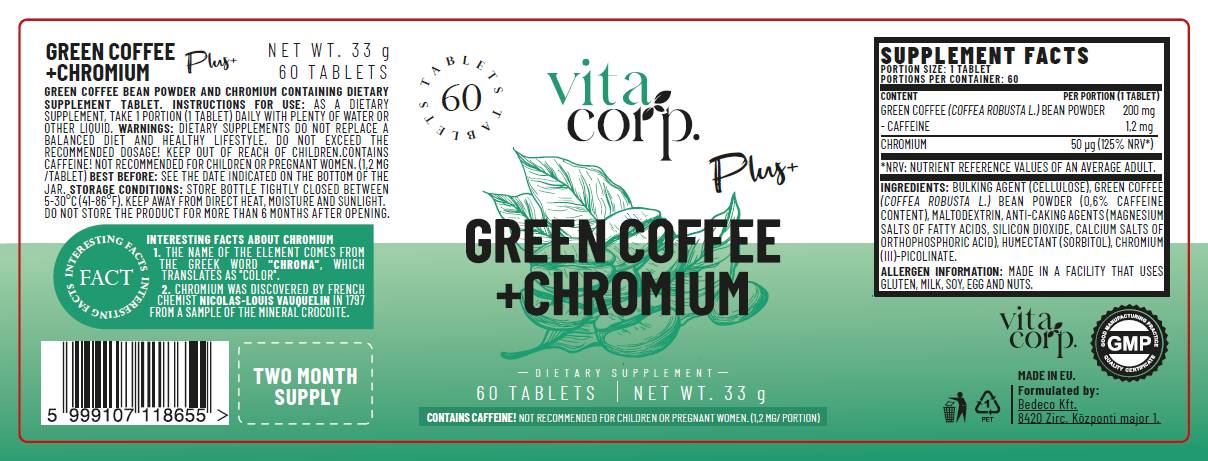 Grüner Kaffee + Chrom – 60 Tabletten