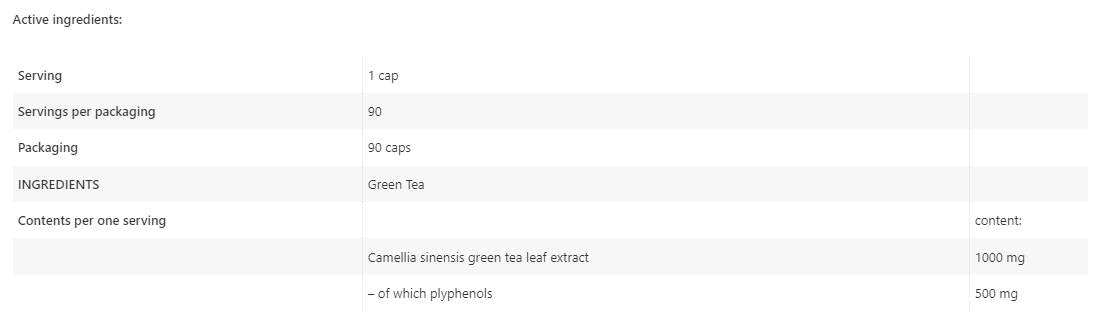 Grüner Tee 1000 mg – 90 Kapseln