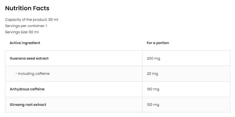 Guarana Shot/mit Ginseng - 80 ml