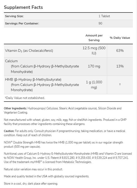 HMB 1000 mg | Doppelte Stärke – 90 Tabletten