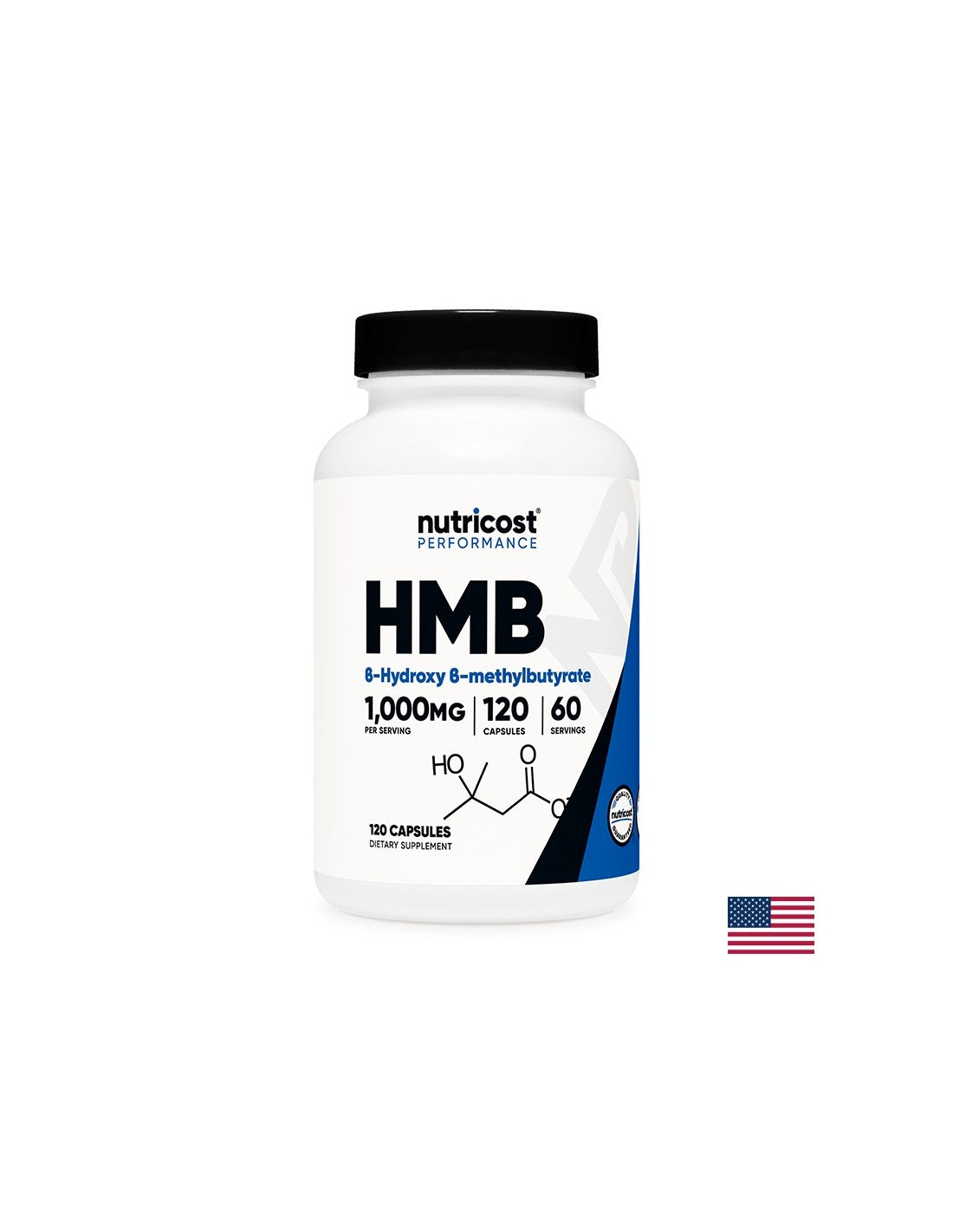 Für aktive Sportler - HMB (Beta-Hydroxy-Beta-Methylbutyrat), 500 mg/120 Kapseln, 60 Dosen <tc>Nutricost</tc>