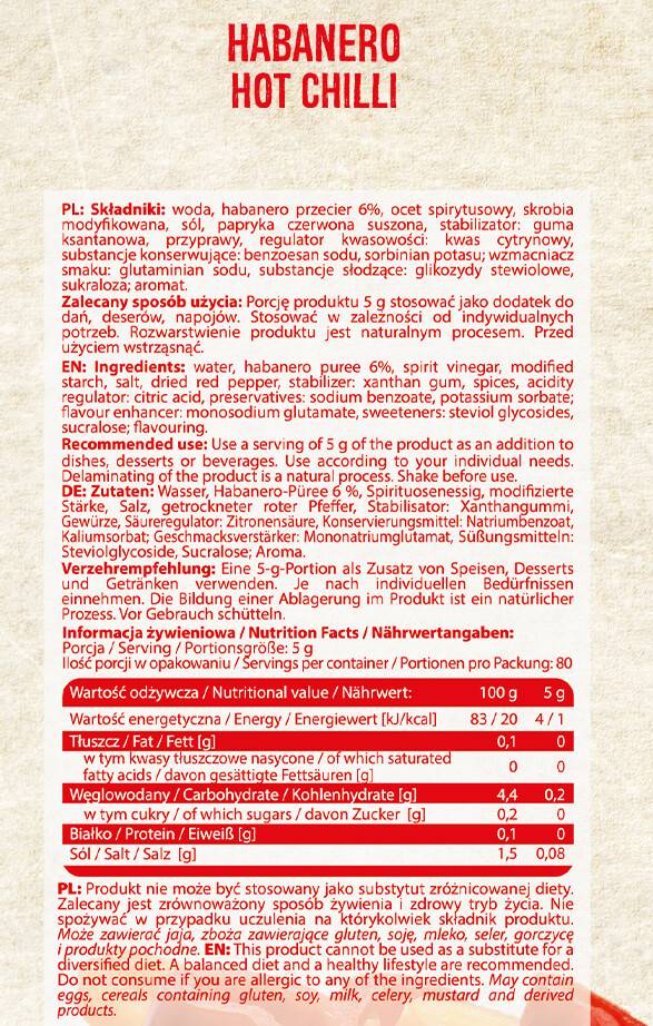 Habanero scharfe Chilisauce | Kalorienarm – 400 ml