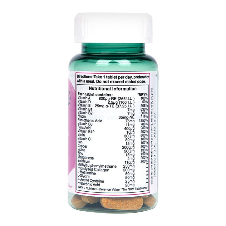 Vitamine für Haare mit Kollagen (Haarvitamine) 60 Tabletten HOLLAND & BARRETT