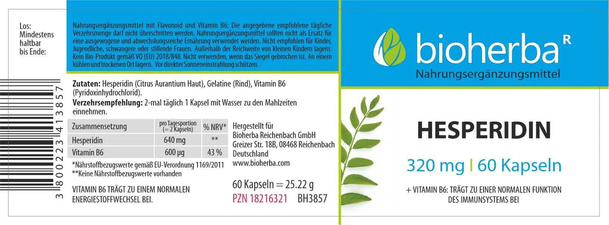 Hesperidin 320 mg – 60 Kapseln