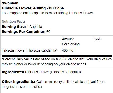 Hibiskusblüte 400 mg 60 Kapseln