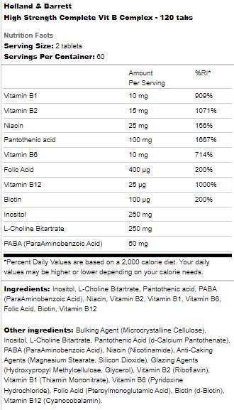 Hohe Festigkeit | Kompletter Vit B-Komplex – 120 Tabletten