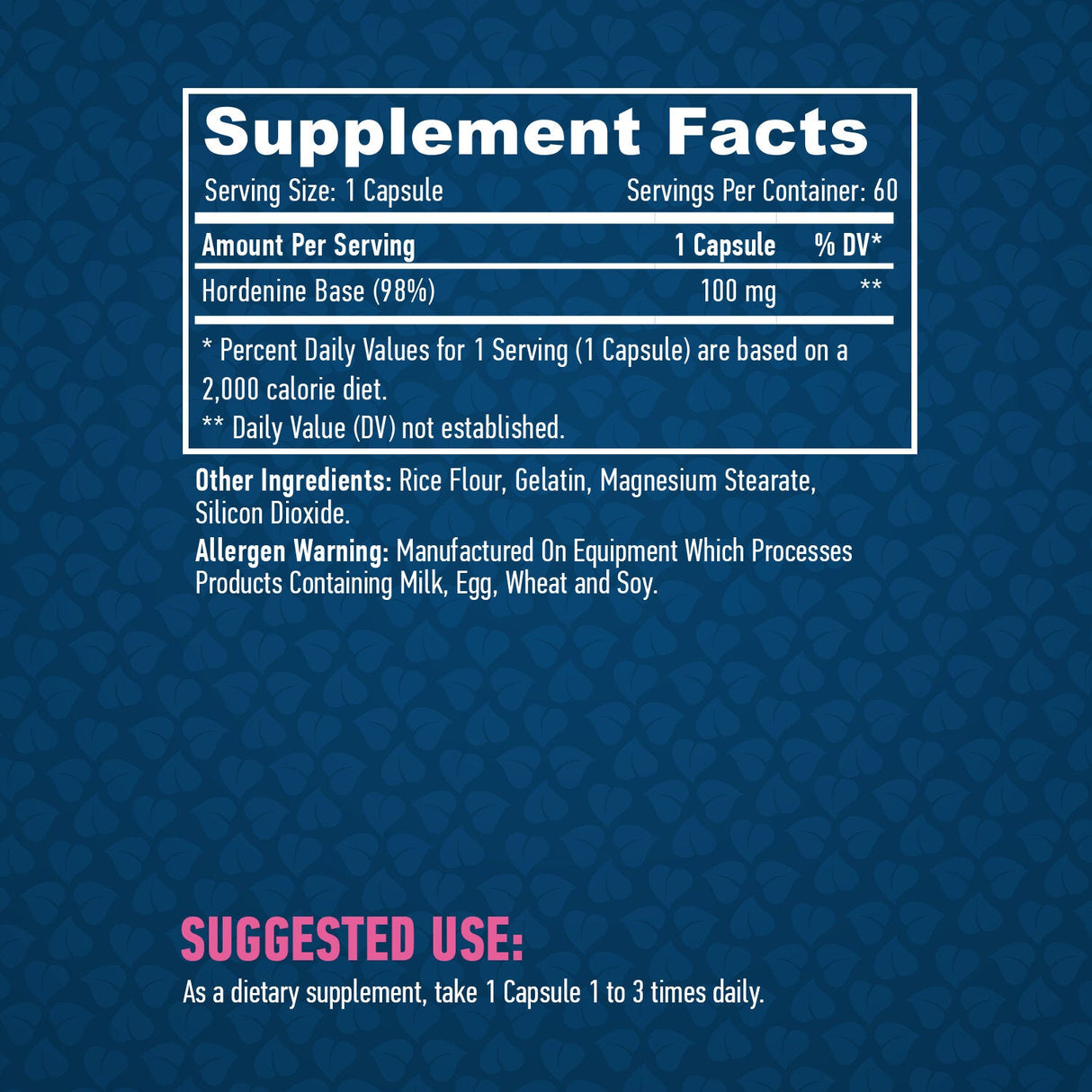 Hordenin 98 %/100 mg/60 Kapseln.