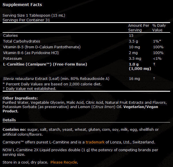 L -Carnitin -Flüssigkeit 1000 mg - 473 ml