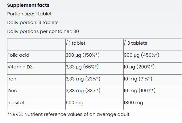 Inosit + Folsäure für Frauen – 90 Tabletten