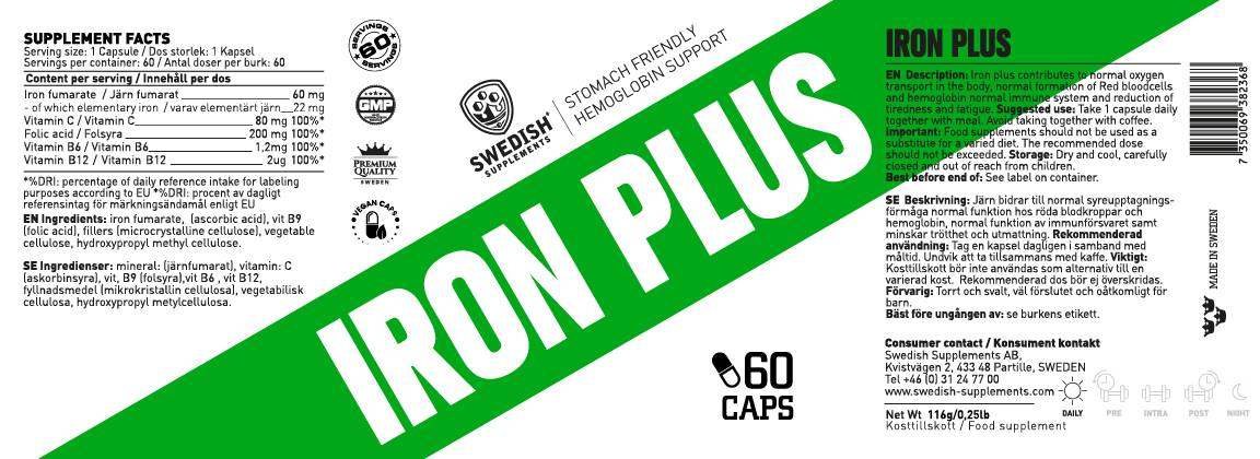 Eisen plus / mit Vit C & Folsäure / - 60 Kapseln