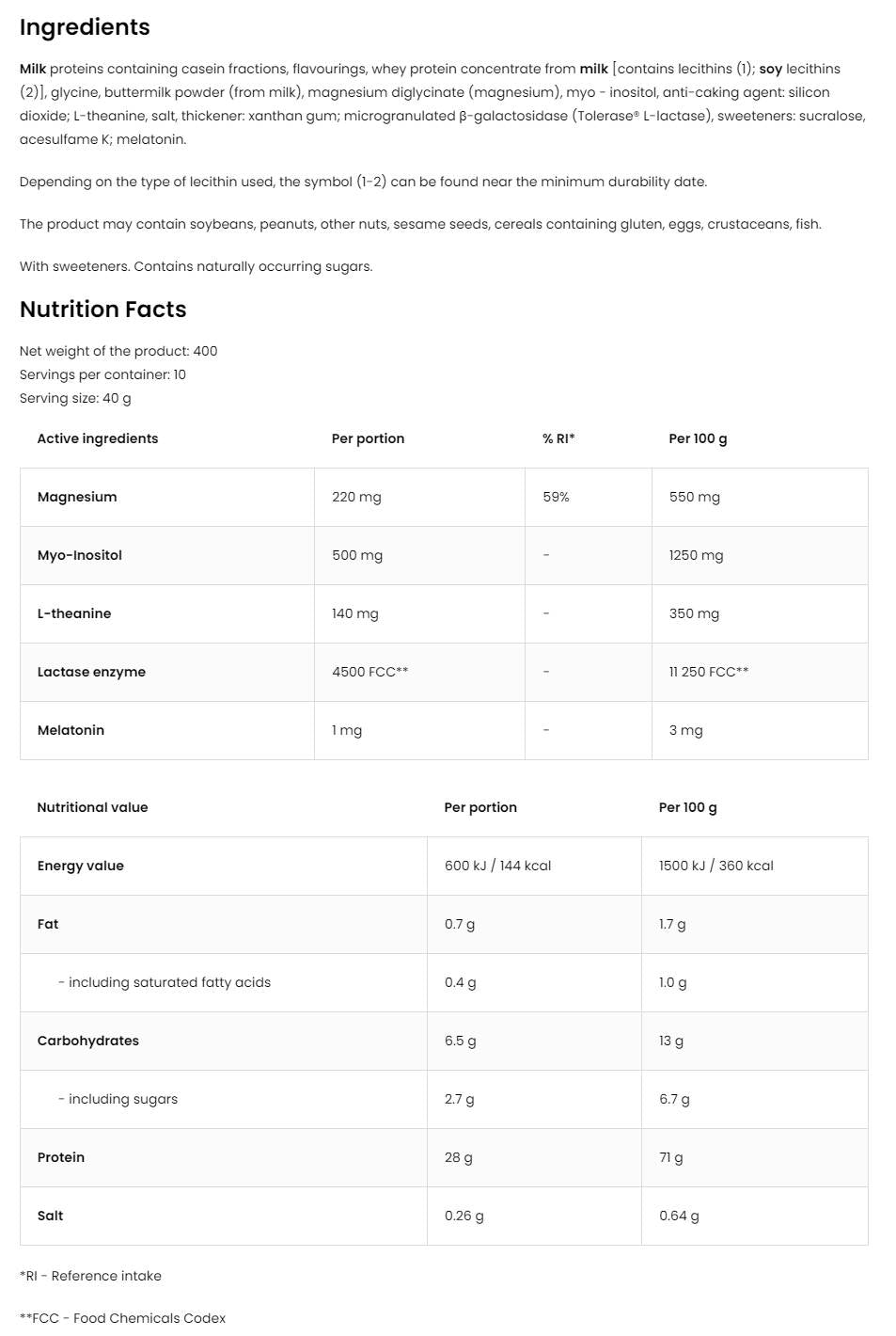 Keep Sleep Night Protein 400 Gramm