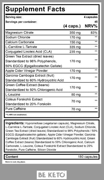 Keto Burn + Koffein – 180 Kapseln