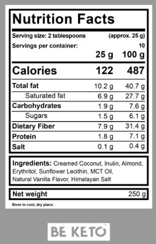 Keto-Creme | Mandel & Vanille + MCT – 250 Gramm