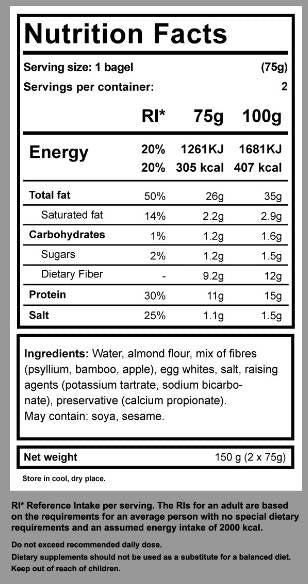 Glutenfreie Keto-Bagels – 150 Gramm